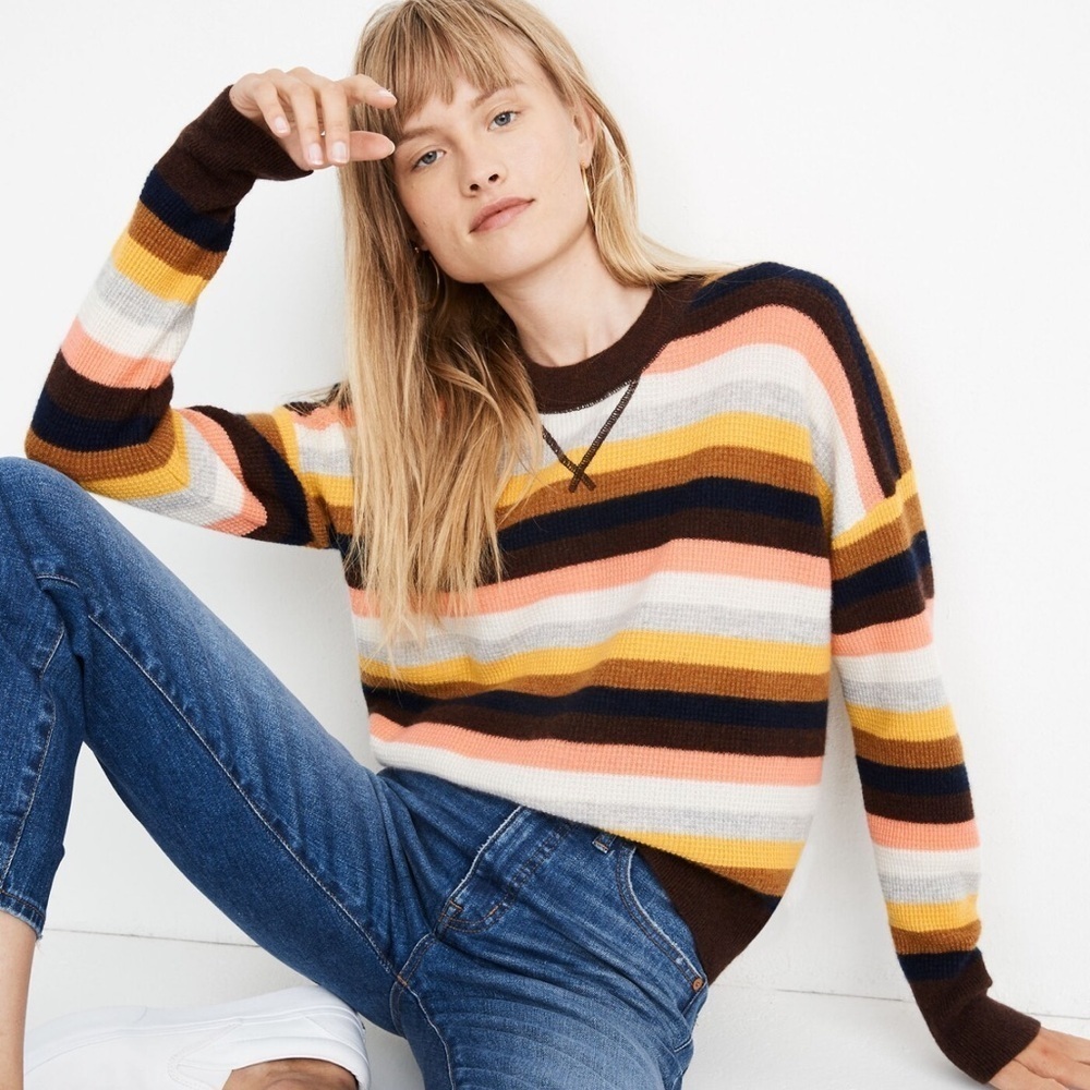 Madewell 100% Cashmere Sweater Reedham Stripe XS